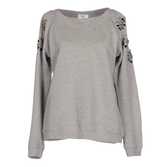 NC. 2 Paris Cold-Shoulder Sweatshirt With Rhinestones Size 2 (Designer) - Picture 1 of 4